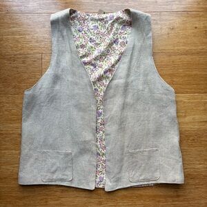 Vintage Handmade Floral Lined Beige Vest